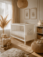 Elf Bed Bloom Art.300021 Bear White Wooden baby crib 120x60 cm