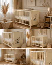 Elf Bed Bloom Art.300025 Bear White Bērnu koka gulta 120x60cm