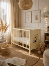Elf Bed Bloom Art.300026 Bear White Детская деревянная кроватка 120x60см