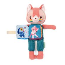 Soft toy with fabric book - Jeanne the cat (glow-in-the-dark)