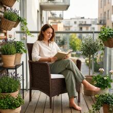 Dārza krēsls ar spilvenu balkonam, terasei, dārzam brūns MultiGarden