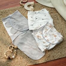Gllquen Swaddle Set Art.300520 Jungle kokvilnas ietīšanas autiņš no 3.2kg līdz 6.4 kg,3 gab