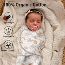 Gllquen Swaddle Set Art.300520 Jungle kokvilnas ietīšanas autiņš no 3.2kg līdz 6.4 kg,3 gab