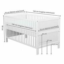 Bocian Kids Nadia II Art.31002 White Детская деревянная кроватка -трансформер 120x60см