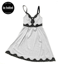 La Bebe™ Nursing Cotton Mia Art.32748 Light Grey Grūtnieču barošanas naktskrekls topošām māmiņām ar mežģinēm