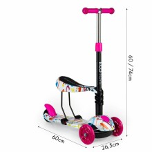 „Eco Toys“ miesto paspirtukas „Art.BW-203 Pink“ vaikų motoroleris aukštesnės kokybės 2 iš 1