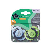 Tommee Tippee Art.33603 Soother Fun Style Ортодонтическая пустышка - соски, силиконовые (круглые) 0-6м, 2 шт.