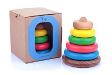 Eco Toys Art.30012 Bērnu dabīga koka piramīda klasiskā mazā