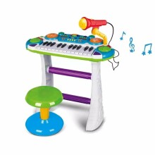 TLC Baby Electronic Keyboard Art.B15 Green Sintezators ar mikrofonu ar skaņas un gaismas efektiem