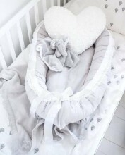 La Bebe™ Babynest Cotton Art.42110 Yellow/Grey Гнездышко – кокон для новорожденных