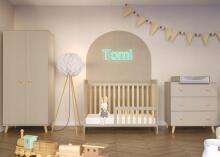 Bebe Basic Bedding Wood Set Tomi Art.43655 Cashmere  Children's furniture set: bed and chest of drawers