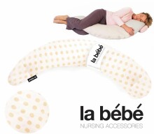 „La Bebe ™ Moon“ motinystės pagalvė Nr. 45002 „Beige Dots“ pagalvė pasaga nėščioms moterims su polistirolo įdaru [2 užvalkalai] 195cm