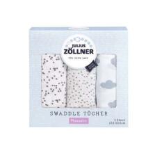 Julius Zollner Swaddle Art.8973500006 Augstākās kvalitātes muslina autiņš no bambusa 120х120 cm.3 gab