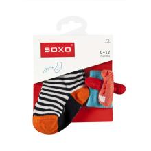 Soxo Baby Art.68671 Komplekts kokvilnas stilīgas zeķītes 0-12 m. + aproce ar grabulīti