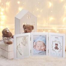 Art for baby Art.55572 Hand and Foot Print White Trīsdaļīgais rāmītis ar nospiedumiem