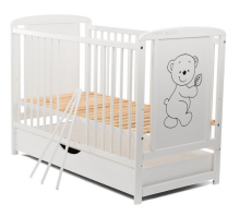 Bocian Kids Timmi Art.56280 White Bērnu kokā gultiņa ar veļas kasti 120x60cm