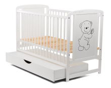 Bocian Kids Timmi Art.56280 White Bērnu kokā gultiņa ar veļas kasti 120x60cm