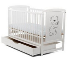 Bocian Kids Timmi Art.56280 White Bērnu kokā gultiņa ar veļas kasti 120x60cm