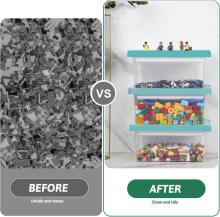 Storage Box for Lego Bricks Art.61632 Radoša uzglabāšanas kaste ar integrētu pamatplāksni,3 gab