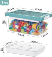Storage Box for Lego Bricks Art.61632 Radoša uzglabāšanas kaste ar integrētu pamatplāksni,3 gab