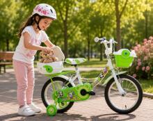 Esperia Kids Bike Panda White/Green 14' Art.9770  Детский велосипед с надувными колёсами и стальной рамой