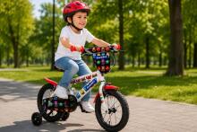 Esperia Kids Bike Panda White/Green 14' Art.9770  Детский велосипед с надувными колёсами и стальной рамой