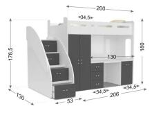 AJK Zuzia Plus Art.65551 Grey Bērnu moduļu mēbeļu komplekts