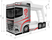AJK Mega Truck Art.65552 Divstāvu gulta 80x190cm