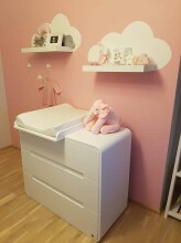 YappyKids YappyQu Art.65780 White Детский комплект мебели(комод+кровать)