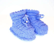 La Bebe™ Lambswool Hand Made Booties Art.66031 Blue Натуральные пинетки/носочки для новорожденного из натуральной шерсти