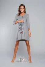 Italian fashion Balsam Art.66171 Grey Ночная рубашка для беременных/кормящих с  рукавом 3/4
