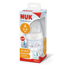Nuk First Choice Art.SK53 Бутылочка с контролем температуры, с силиконовой соской,150 мл (0-6 месяцев) размера M (для смеси)