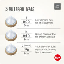 Nuk Perfect Match Art.SD105 bērnu pudelīte ar mīkstu silikona knupīti M izmēra, 260 ml,