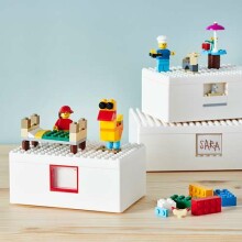 Pagaminta Švedijoje Bygglek Art.994.174.34 Rinkinys vaikams -Lego® kubų rinkinys, 201 vnt. + Sieninė lentyna + Lego® dėžutės su dangčiu, 3 vnt.