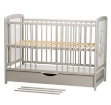 Bocian Kids Timmi Art.73245 Grey Bērnu kokā gultiņa ar veļas kasti 120x60cm