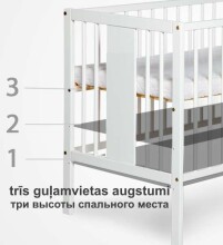 „Drewex Cuba II Transparent Art.73838“ balta vaikų lova su nuimamu šonu, 120x60cm