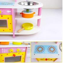 TLC Baby Kitchen Art.T20078  Bērnu koka virtuve  ar izlietni, plīti, sienas skapi un plauktiem