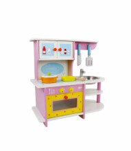 TLC Baby Kitchen Art.T20078  Bērnu koka virtuve  ar izlietni, plīti, sienas skapi un plauktiem