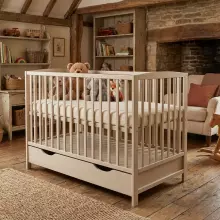 Elf Bed Arco Drawer Art.74235 Natural Детская деревянная кроватка с выдвижным ящиком 120x60см