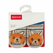 Soxo Baby Premium Art.76538 Zeķītes 3D dzīvnieciņi ar grabulīti 0-12