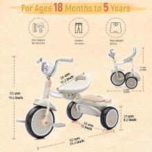 UBRAVOO Baby Tricycle Art.76891 bērnu trīsritenis, salokāms mazuļu trīsritenis ar pedāļiem