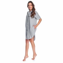 Naktiniai marškinėliai „Doctornap“ Prekės nr. 9988 Pilki motinystės / slaugos naktiniai marškiniai trumpomis rankovėmis