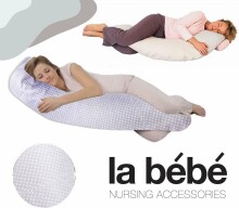 „La Bebe ™ Moon“ motinystės pagalvė, 7770, perlų pilka pagalvė, pasaga nėščiosioms su polistirolo įdaru [2 užvalkalai] 195cm