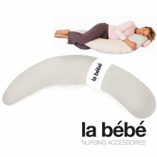 La Bebe™ Moon Maternity Pillow Art.7772 Satin  Grey Подушка-подковка для беременных с наполнителем из полистерола [2 хлопковых чехла] 195 см