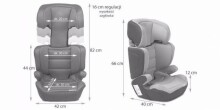 „Kinderкraft Junior Plus Grey Oxford Art“. 80322 vaikiška automobilinė kėdutė (15-36 kg)