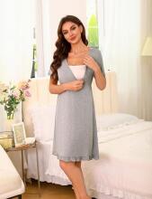 Bresdk Nursing Nightdress Art.81668 Grey Ночная рубашка для беременных / кормления