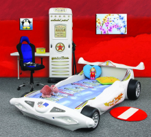Plastiko Formula 1 Art.81918  Детская стильная кровать-машина с матрасом 200x90cm