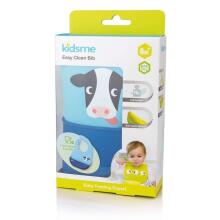 Kidsme Easy Clean Art.120173  Силиконовый, мягкий нагрудник с кармашкам и картинками, 6+m.1 шт.