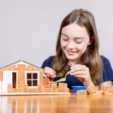 Teifoc Brick Tots Art.85415 Деревянный конструктор-кирпичики  Домик,130дет.