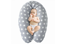 La Bebe ™ turtingos medvilnės slaugos motinystės pagalvė, 85504, baltos / tamsiai mėlynos spalvos pasaga kūdikiui maitinti, miegoti, pasaga nėščioms moterims 30x175 cm